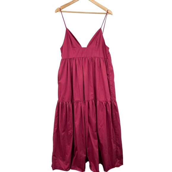 Modern Citizen Dresses & Skirts - Modern Citizen Oralia Taffeta Tiered‎ Maxi Dress Large Cotton Berry Cranberry